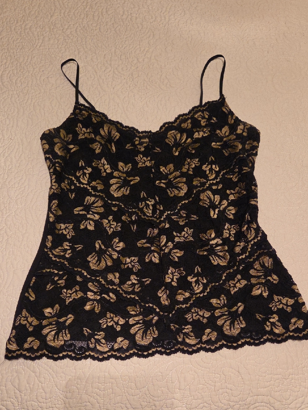 Cache Black and Gold Floral Lace Camisole